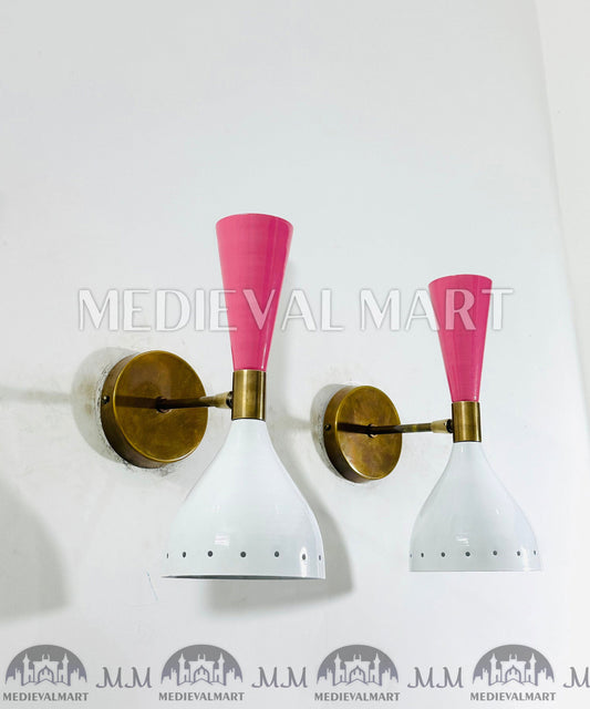 MEDIEVALMART FR Applique Murale À Double Cône En Laiton Marron, Lampe De Coiffeuse Fabriquée À La Main