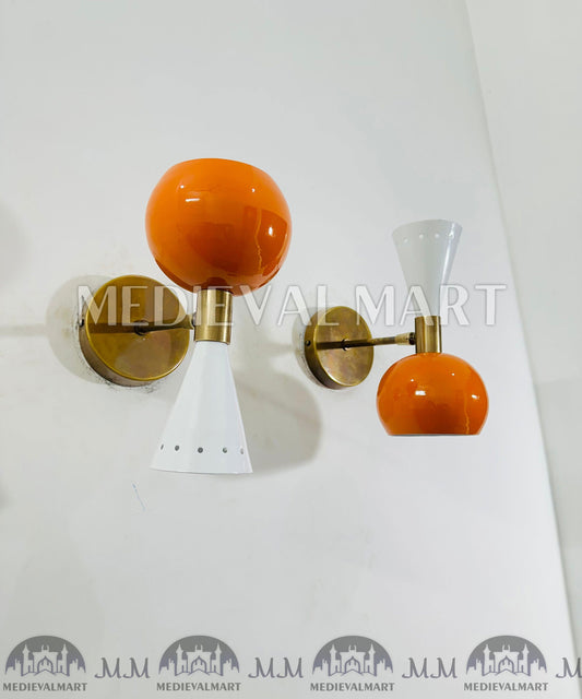 MEDIEVALMART FR Applique Murale À Double Cône En Laiton Marron, Lampe De Coiffeuse Fabriquée À La Main