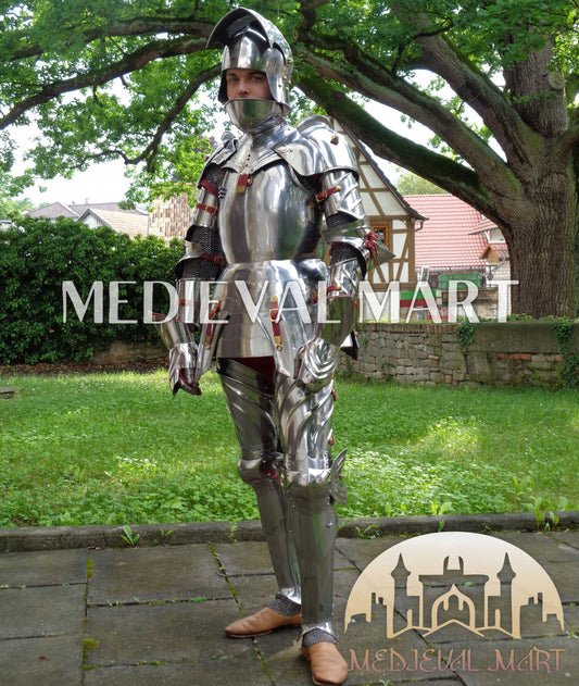 MEDIEVALMART FR Armure Médiévale de l’Empire Romain Kastenbrust – Armure Complète en Plaques avec Épée Alexander (ROA 1332)