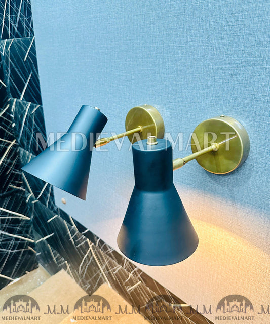 MEDIEVALMART FR Applique Murale À Double Cône En Laiton Marron, Lampe De Coiffeuse Fabriquée À La Main