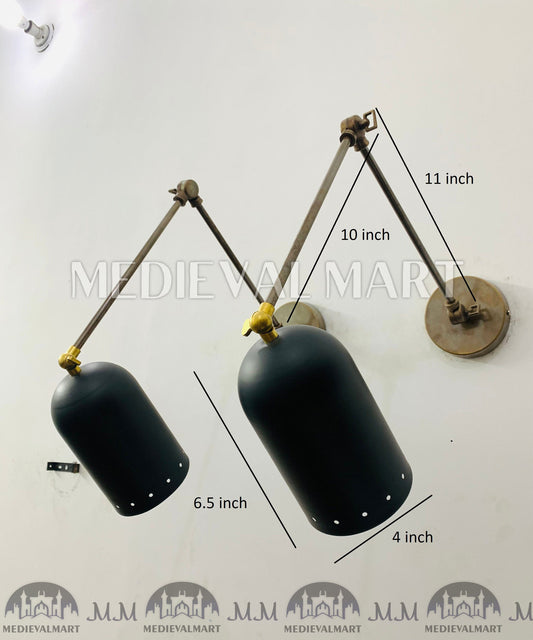 MEDIEVALMART FR Applique Murale À Double Cône En Laiton Marron, Lampe De Coiffeuse Fabriquée À La Main