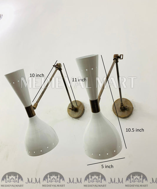 MEDIEVALMART FR Applique Murale À Double Cône En Laiton Marron, Lampe De Coiffeuse Fabriquée À La Main