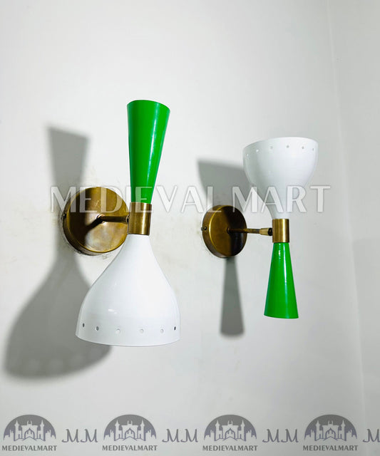 MEDIEVALMART FR Applique Murale À Double Cône En Laiton Marron, Lampe De Coiffeuse Fabriquée À La Main