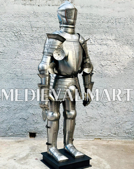 MEDIEVALMART FR Armure Médiévale de l’Empire Romain Kastenbrust – Armure Complète en Plaques avec Épée Alexander (ROA 1332)