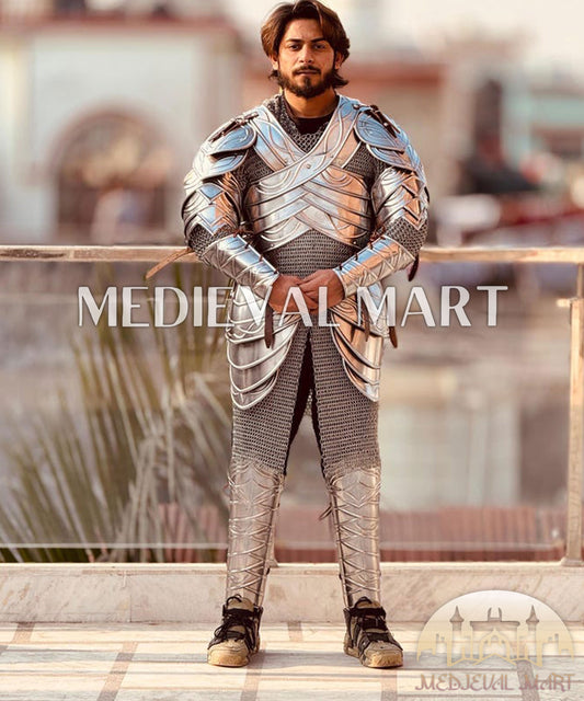 MEDIEVALMART FR Armure Médiévale de l’Empire Romain Kastenbrust – Armure Complète en Plaques avec Épée Alexander (ROA 1332)