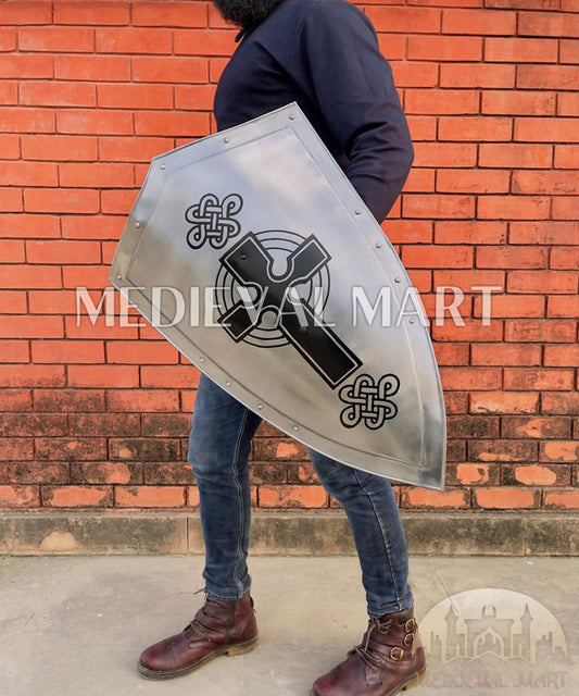 MEDIEVALMART FR Bouclier Médiéval Templier Inspiré de la Croix Zelda & Diable en Bois – Finition Bleue & Or | Cadeau pour Noël