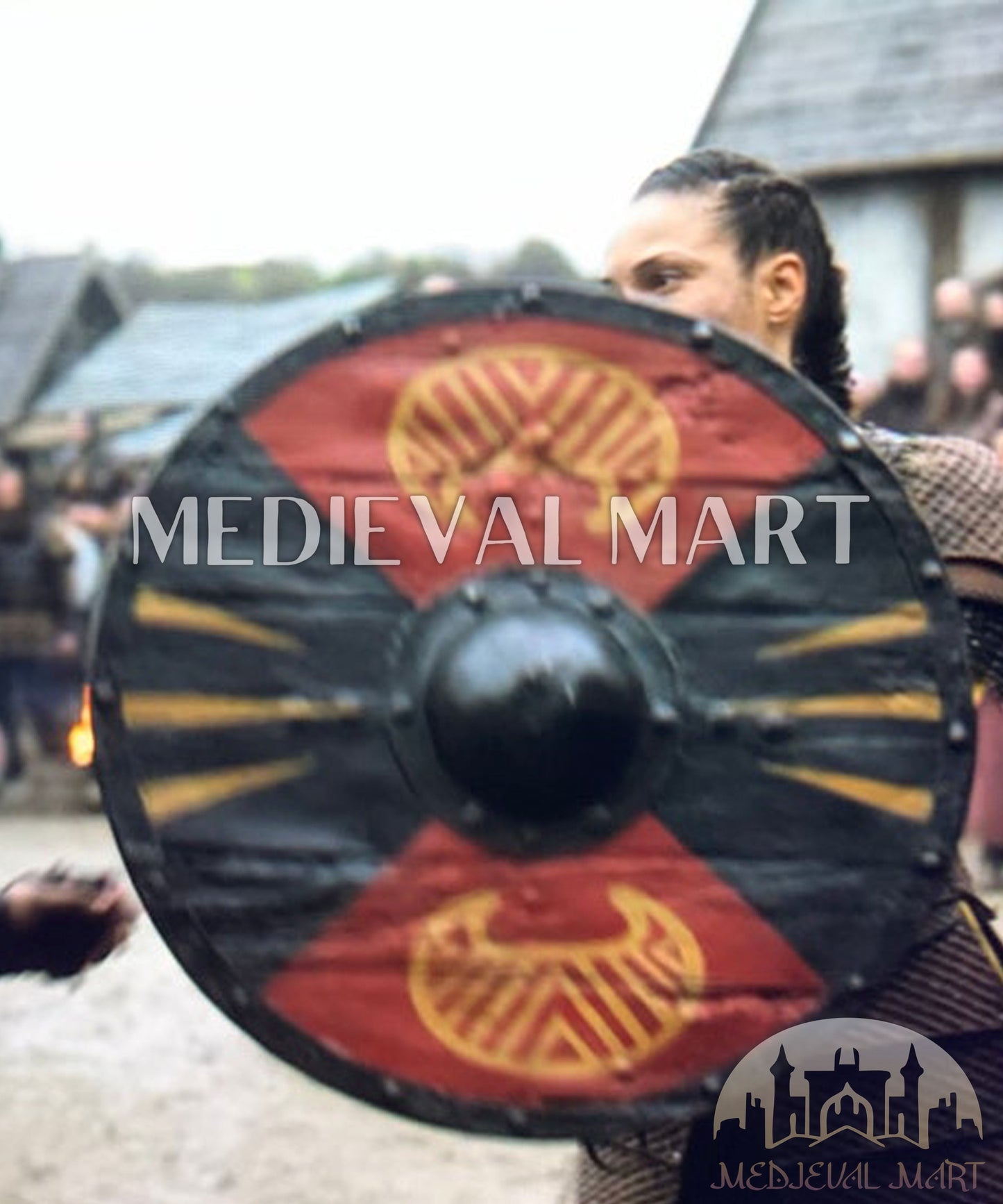MEDIEVALMART FR Bouclier Viking Iconique Jarl Borg à Pointes en Fer – Bouclier Viking Battleworn | Cadeau pour Papa