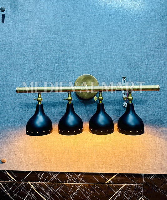 MEDIEVALMART FR Applique Murale À Double Cône En Laiton Marron, Lampe De Coiffeuse Fabriquée À La Main