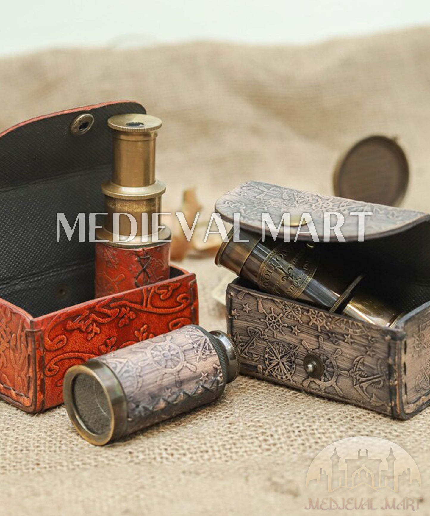 MEDIEVALMART FR Longue-Vue Nautique Antique 50X en Laiton – Télescope Portable de 18" pour Décoration Nautique