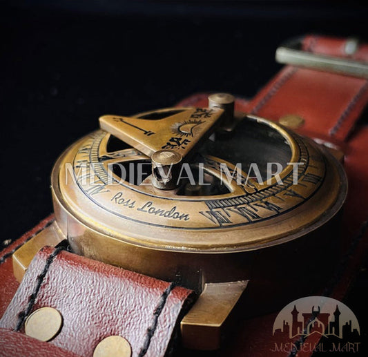 MEDIEVALMART FR Boussole Nautique Vintage Trip Gear en Laiton – Finition Or Brillant avec Base en Bois | Cadeau pour Maman