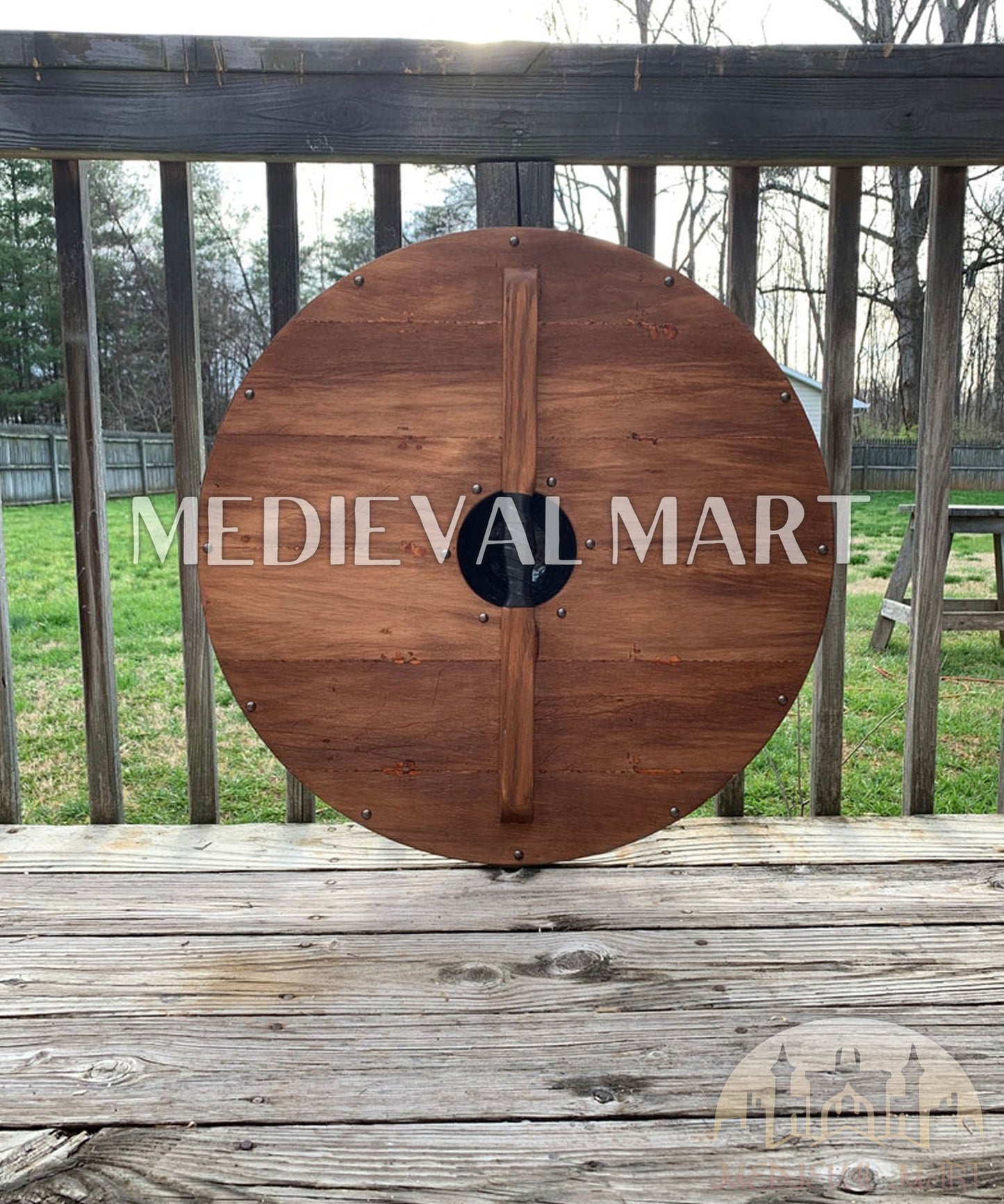 MEDIEVALMART FR Bouclier Viking Iconique Jarl Borg à Pointes en Fer – Bouclier Viking Battleworn | Cadeau pour Papa