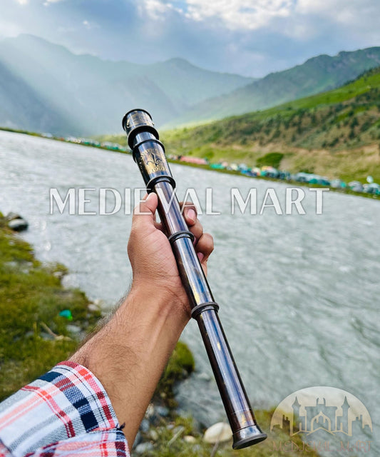 MEDIEVALMART FR Longue-Vue Nautique Antique 50X en Laiton – Télescope Portable de 18" pour Décoration Nautique