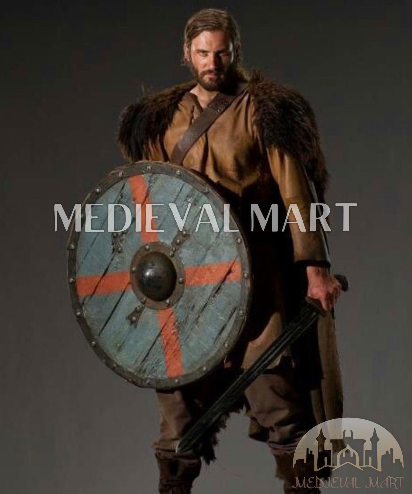 MEDIEVALMART FR Bouclier Viking Iconique Jarl Borg à Pointes en Fer – Bouclier Viking Battleworn | Cadeau pour Papa