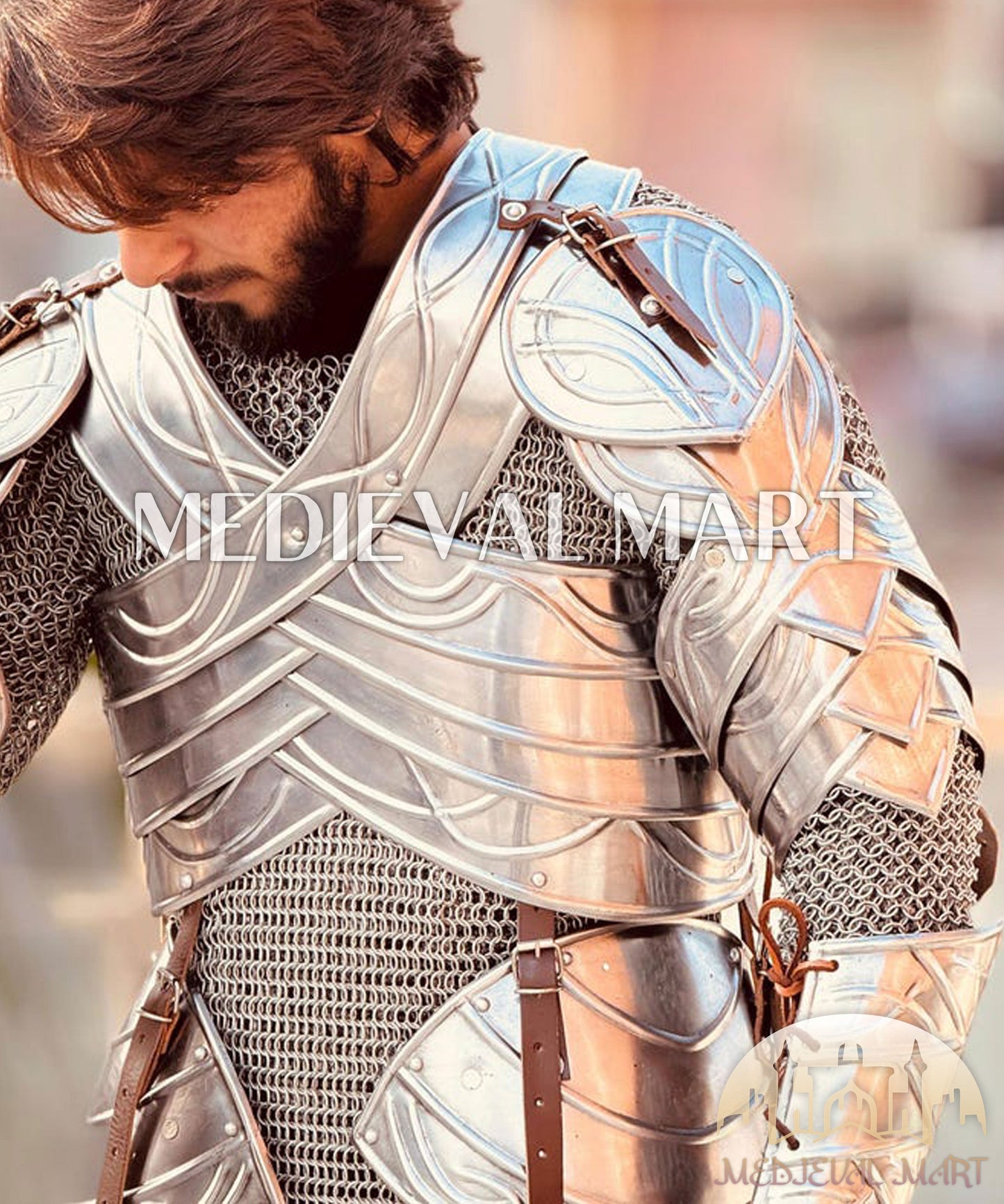 MEDIEVALMART FR Armure Médiévale de l’Empire Romain Kastenbrust – Armure Complète en Plaques avec Épée Alexander (ROA 1332)