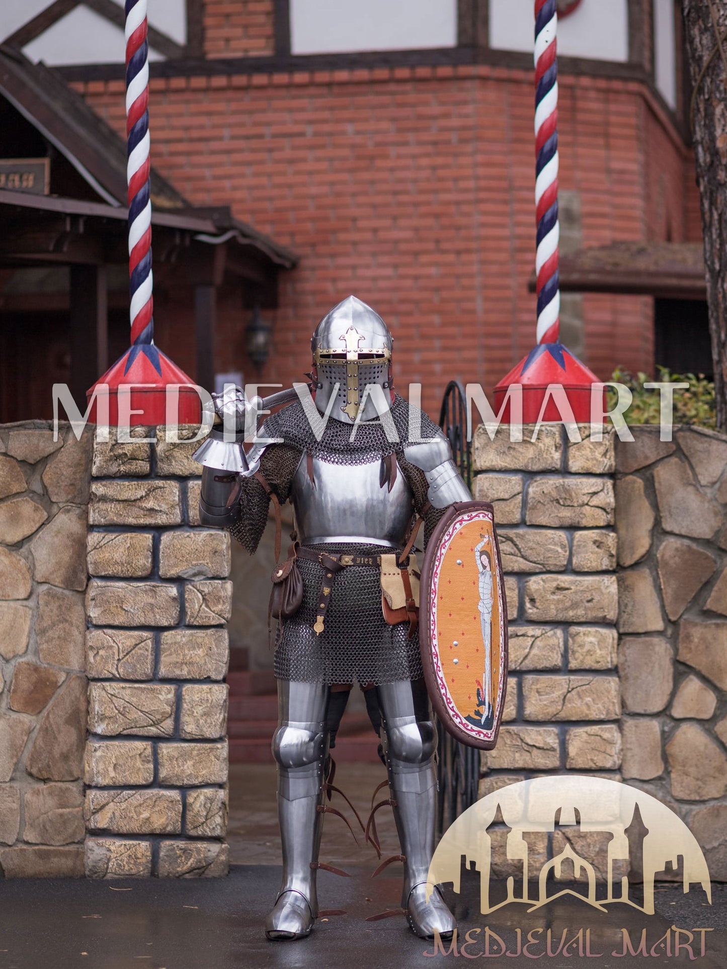 MEDIEVALMART FR Armure de Combat du XIVe Siècle – Ensemble Complet d’Armure de Buhurt avec Bassinet Klappvisor & Épée