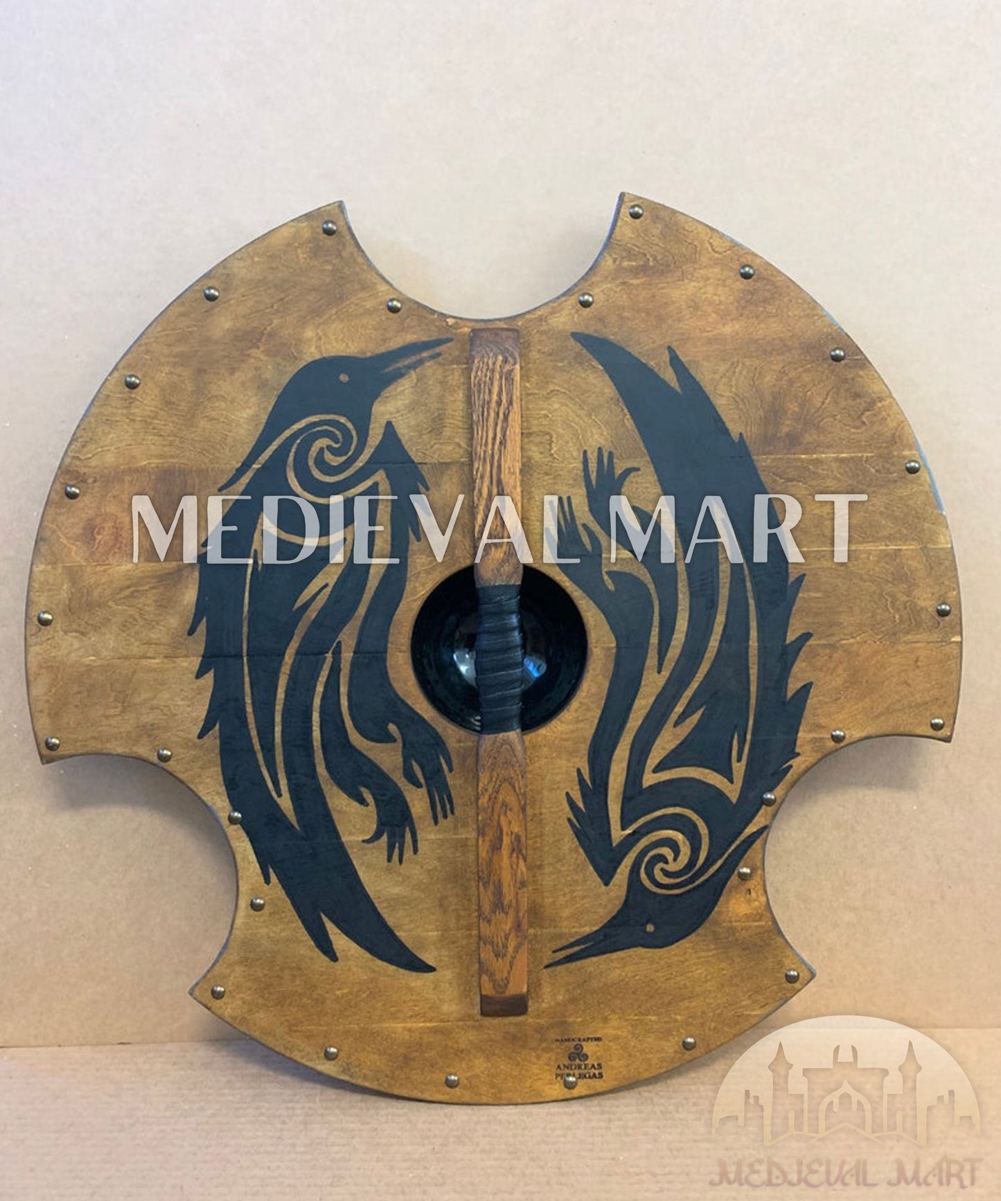 MEDIEVALMART FR Bouclier Viking Iconique Jarl Borg à Pointes en Fer – Bouclier Viking Battleworn | Cadeau pour Papa