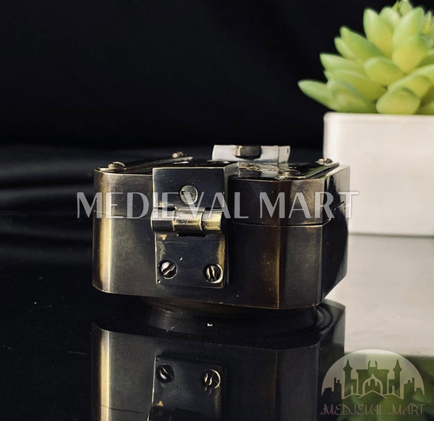 MEDIEVALMART FR Boussole Nautique Vintage Trip Gear en Laiton – Finition Or Brillant avec Base en Bois | Cadeau pour Maman