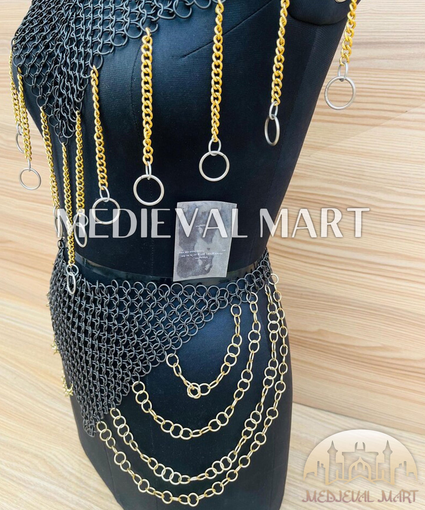 MEDIEVALMART FR Bouclier Viking Iconique Valhalla Noir/Gris – Ivar le Désossé avec Pointes en Fer | Cadeau pour Papa