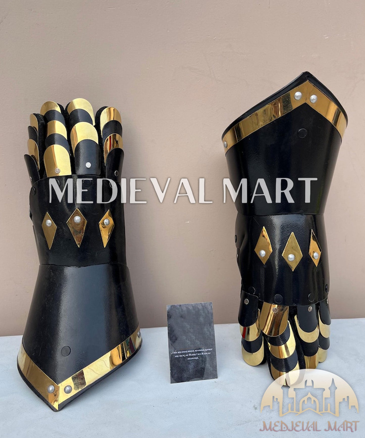MEDIEVALMART FR Ensemble Exclusif De Gantelets Noirs Inspirés De Sauron Witcher LOTR Avec Décor Doré