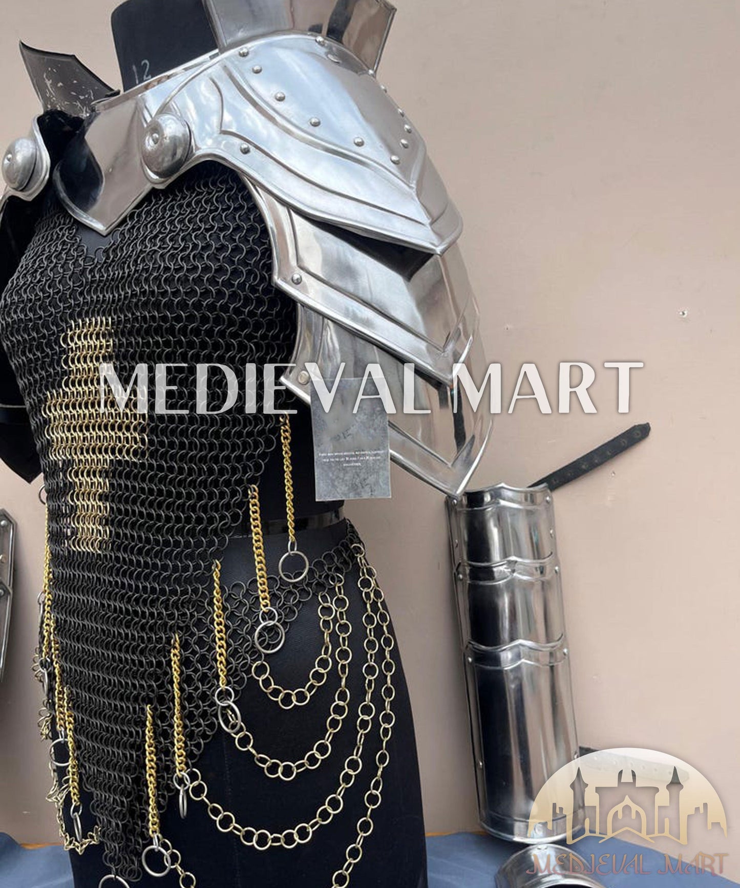 MEDIEVALMART FR Armure de Combat du XIVe Siècle – Ensemble Complet d’Armure de Buhurt avec Bassinet Klappvisor & Épée