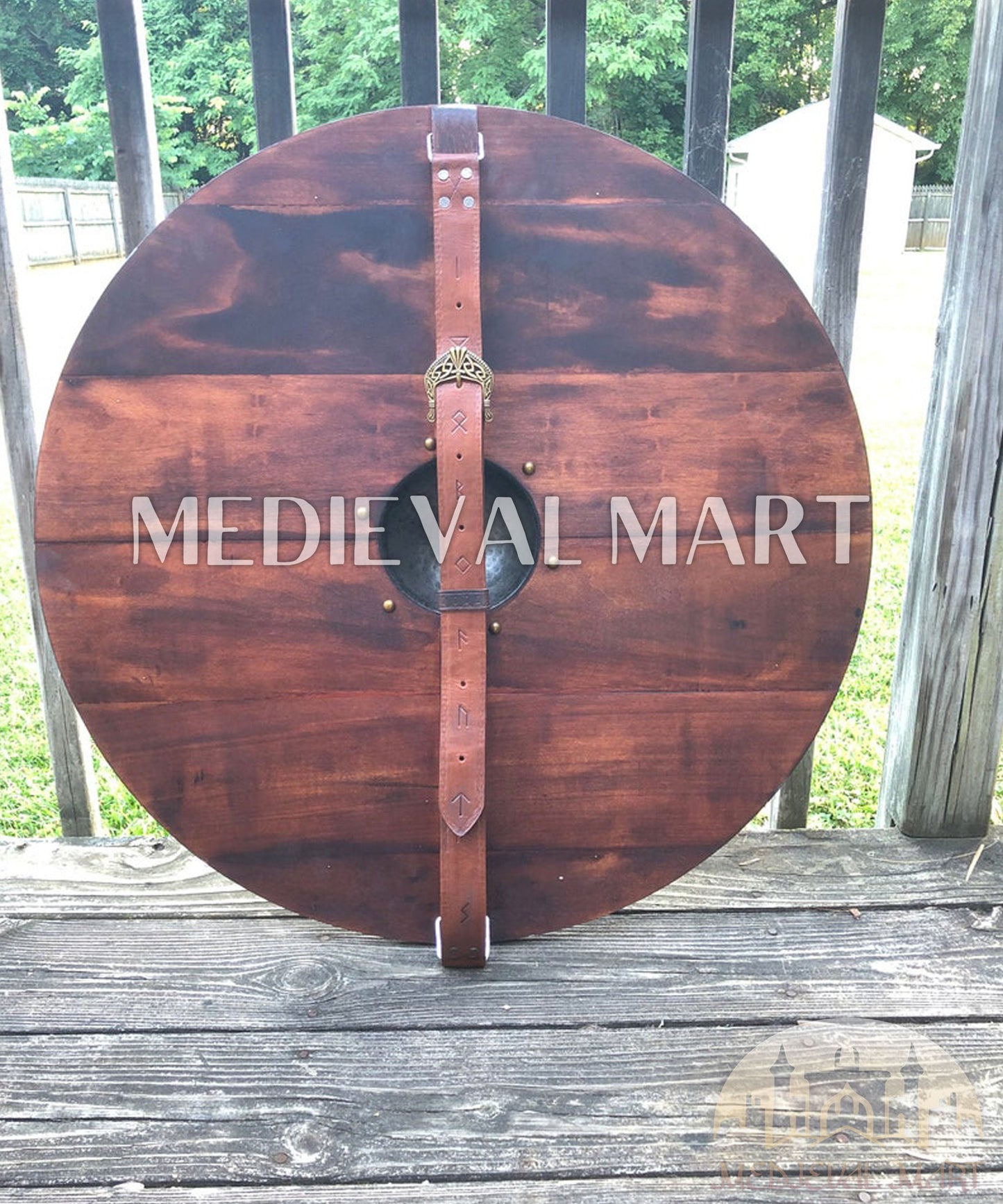MEDIEVALMART FR Bouclier Viking Iconique Jarl Borg à Pointes en Fer – Bouclier Viking Battleworn | Cadeau pour Papa