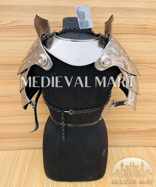 MEDIEVALMART FR Bouclier Viking Iconique Valhalla Noir/Gris – Ivar le Désossé avec Pointes en Fer | Cadeau pour Papa