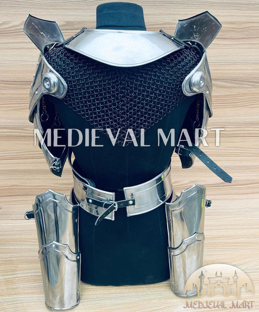 MEDIEVALMART FR Armure de Combat du XIVe Siècle – Ensemble Complet d’Armure de Buhurt avec Bassinet Klappvisor & Épée