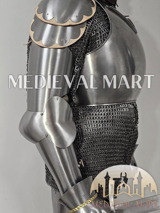MEDIEVALMART FR Armure Médiévale de l’Empire Romain Kastenbrust – Armure Complète en Plaques avec Épée Alexander (ROA 1332)