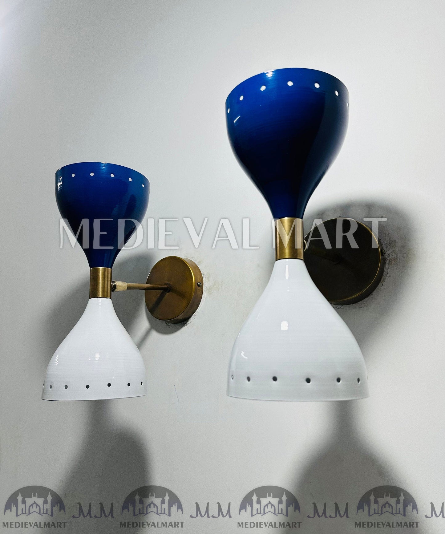 MEDIEVALMART FR Applique Murale À Double Cône En Laiton Marron, Lampe De Coiffeuse Fabriquée À La Main