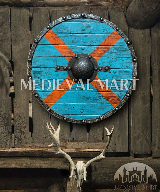 MEDIEVALMART FR Bouclier Viking Iconique Jarl Borg à Pointes en Fer – Bouclier Viking Battleworn | Cadeau pour Papa