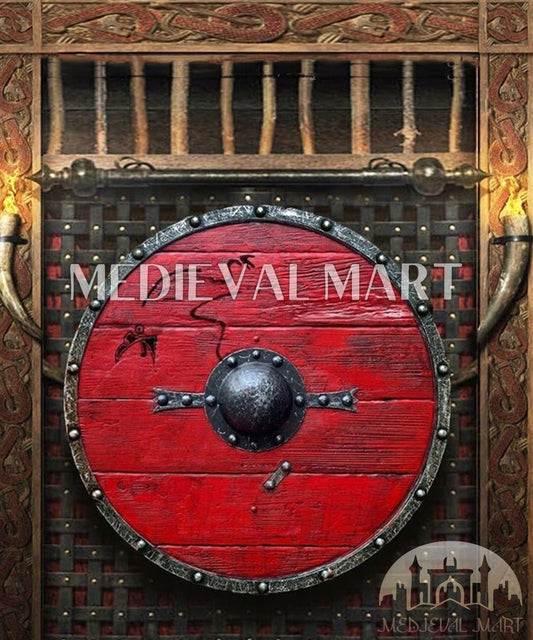 MEDIEVALMART FR Bouclier Viking Iconique Jarl Borg à Pointes en Fer – Bouclier Viking Battleworn | Cadeau pour Papa
