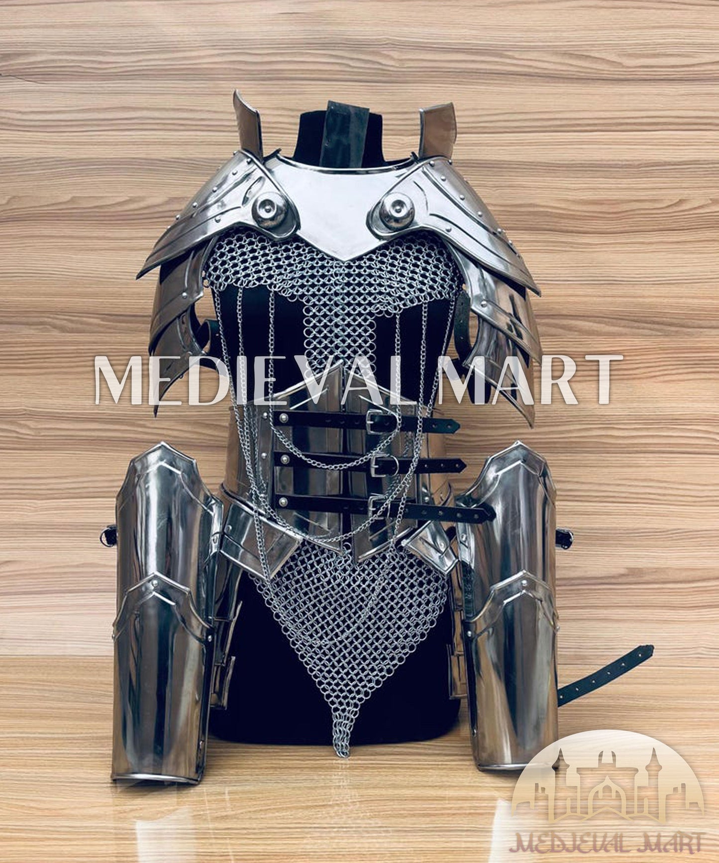 MEDIEVALMART FR Armure de Combat du XIVe Siècle – Ensemble Complet d’Armure de Buhurt avec Bassinet Klappvisor & Épée