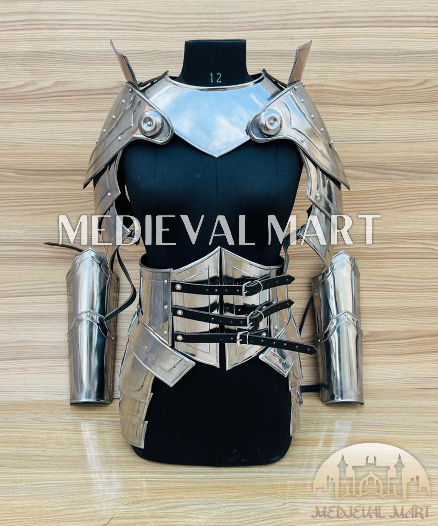 MEDIEVALMART FR Bouclier Viking Iconique Valhalla Noir/Gris – Ivar le Désossé avec Pointes en Fer | Cadeau pour Papa