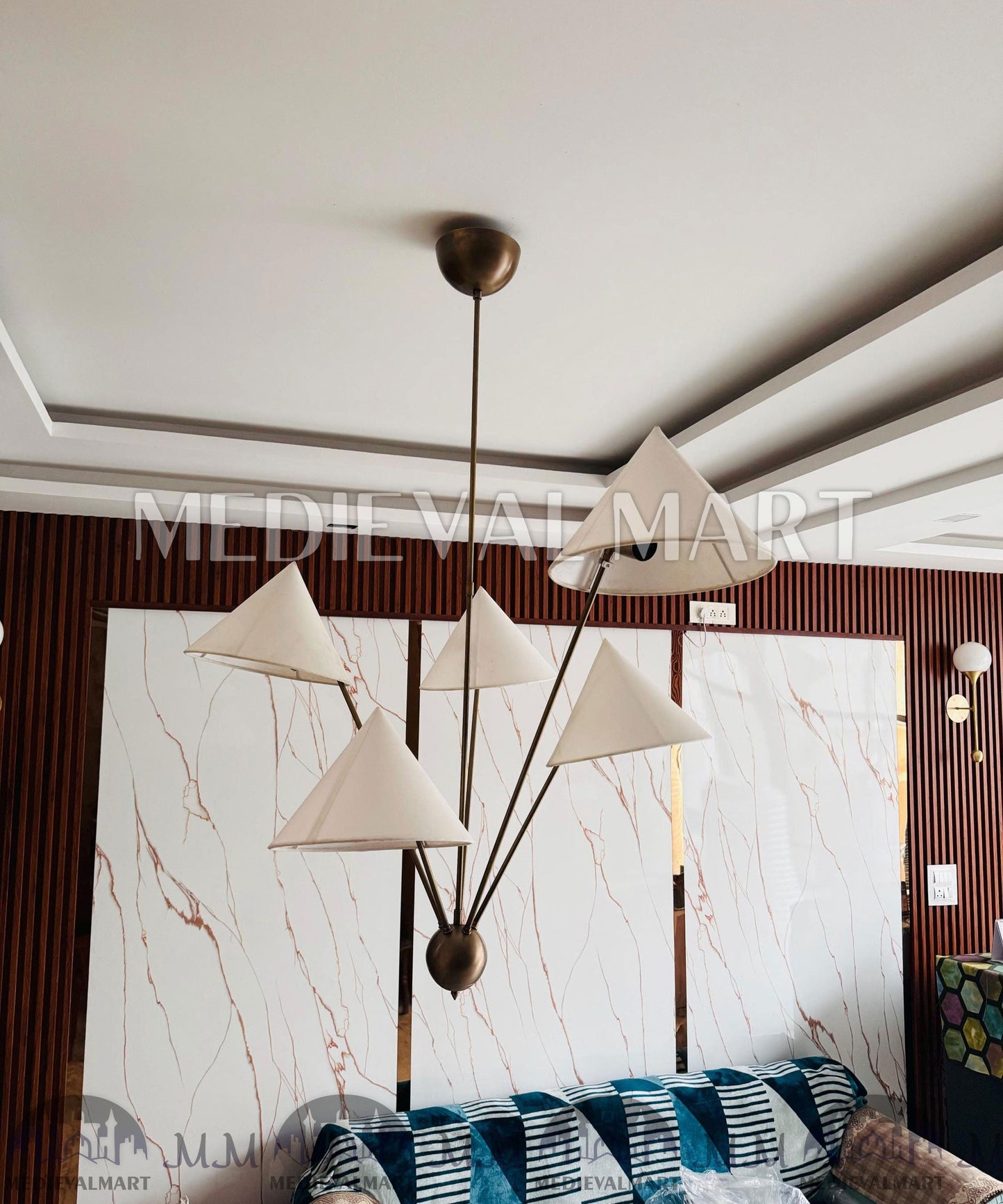 MEDIEVALMART FR Ensemble De Gantelets Dorés Inspirés De Sauron Witcher LOTR Avec Étoile Bleue – Gants D’Armure Cosplay