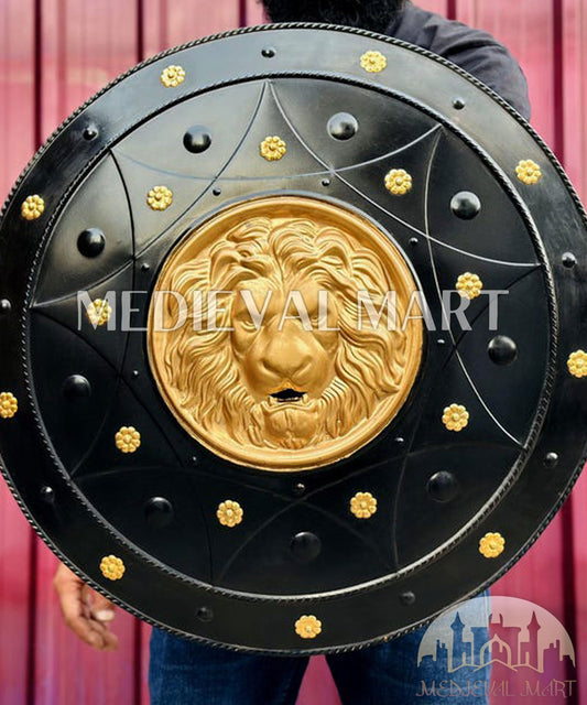 MEDIEVALMART FR Bouclier Médiéval Templier Inspiré de la Croix Zelda & Diable en Bois – Finition Bleue & Or | Cadeau pour Noël