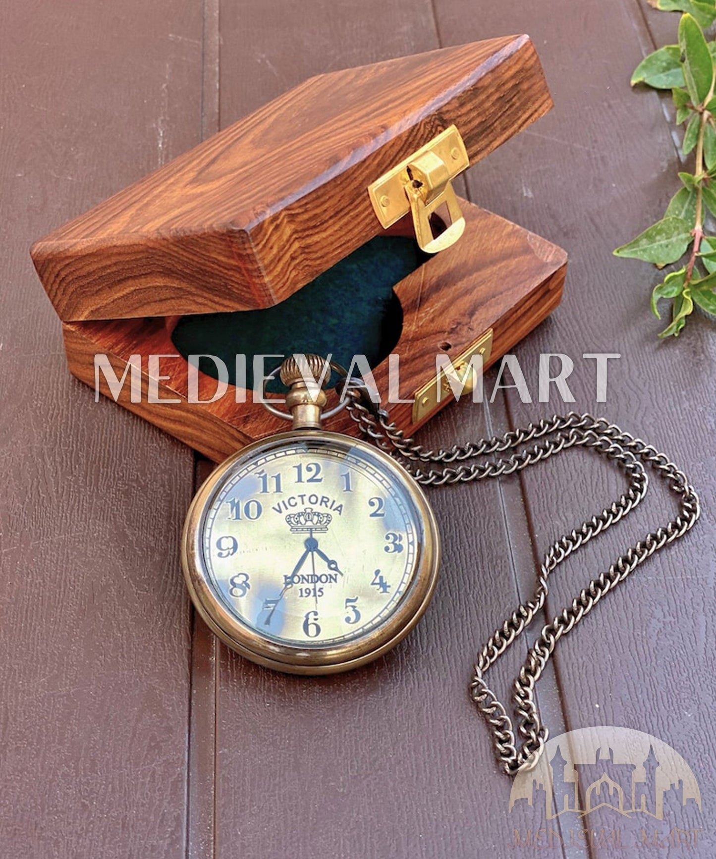 MEDIEVALMART FR Boussole Nautique Vintage Trip Gear en Laiton – Finition Or Brillant avec Base en Bois | Cadeau pour Maman
