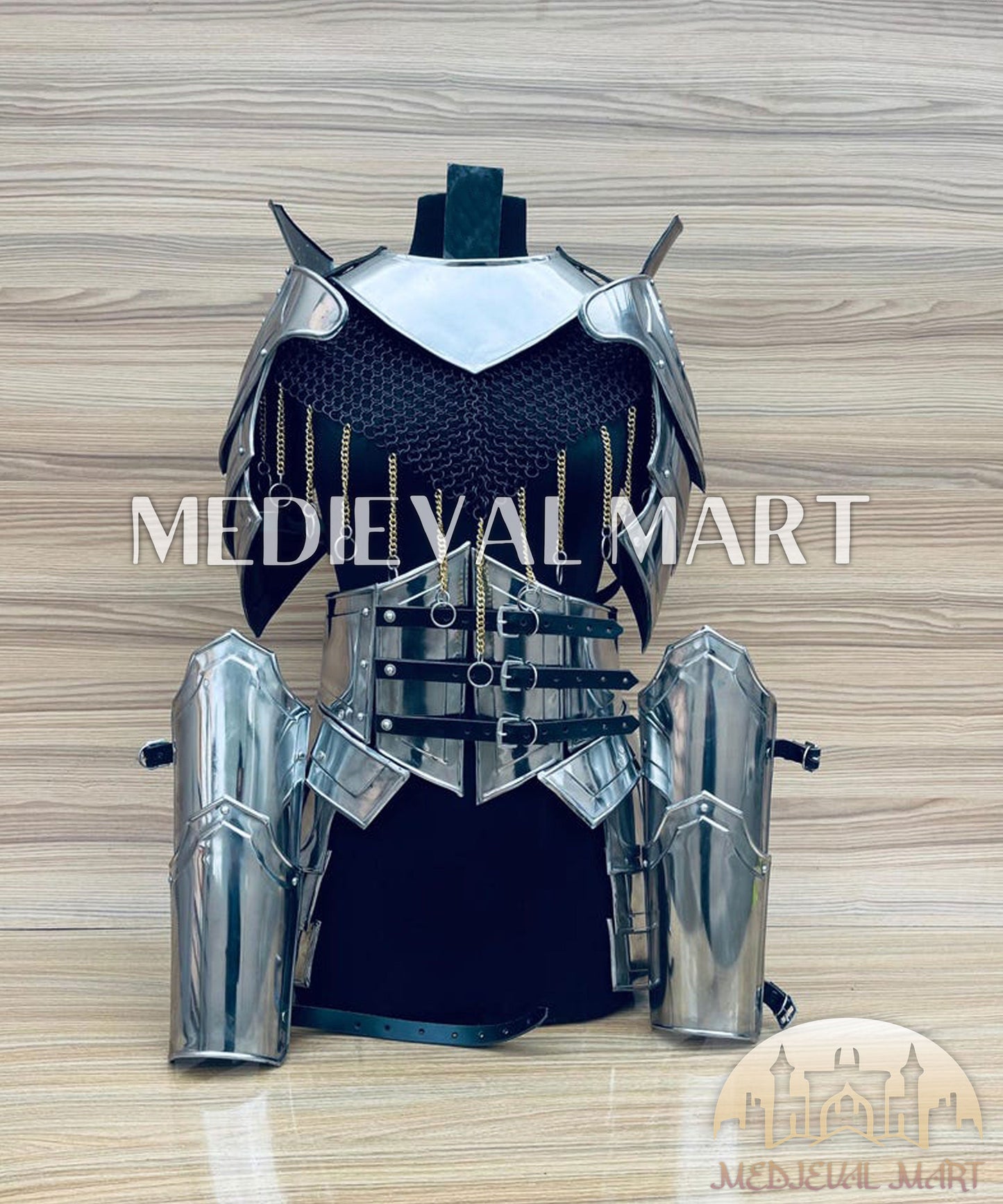MEDIEVALMART FR Armure de Combat du XIVe Siècle – Ensemble Complet d’Armure de Buhurt avec Bassinet Klappvisor & Épée