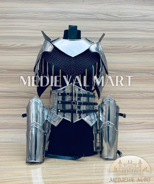 MEDIEVALMART FR Armure de Combat du XIVe Siècle – Ensemble Complet d’Armure de Buhurt avec Bassinet Klappvisor & Épée