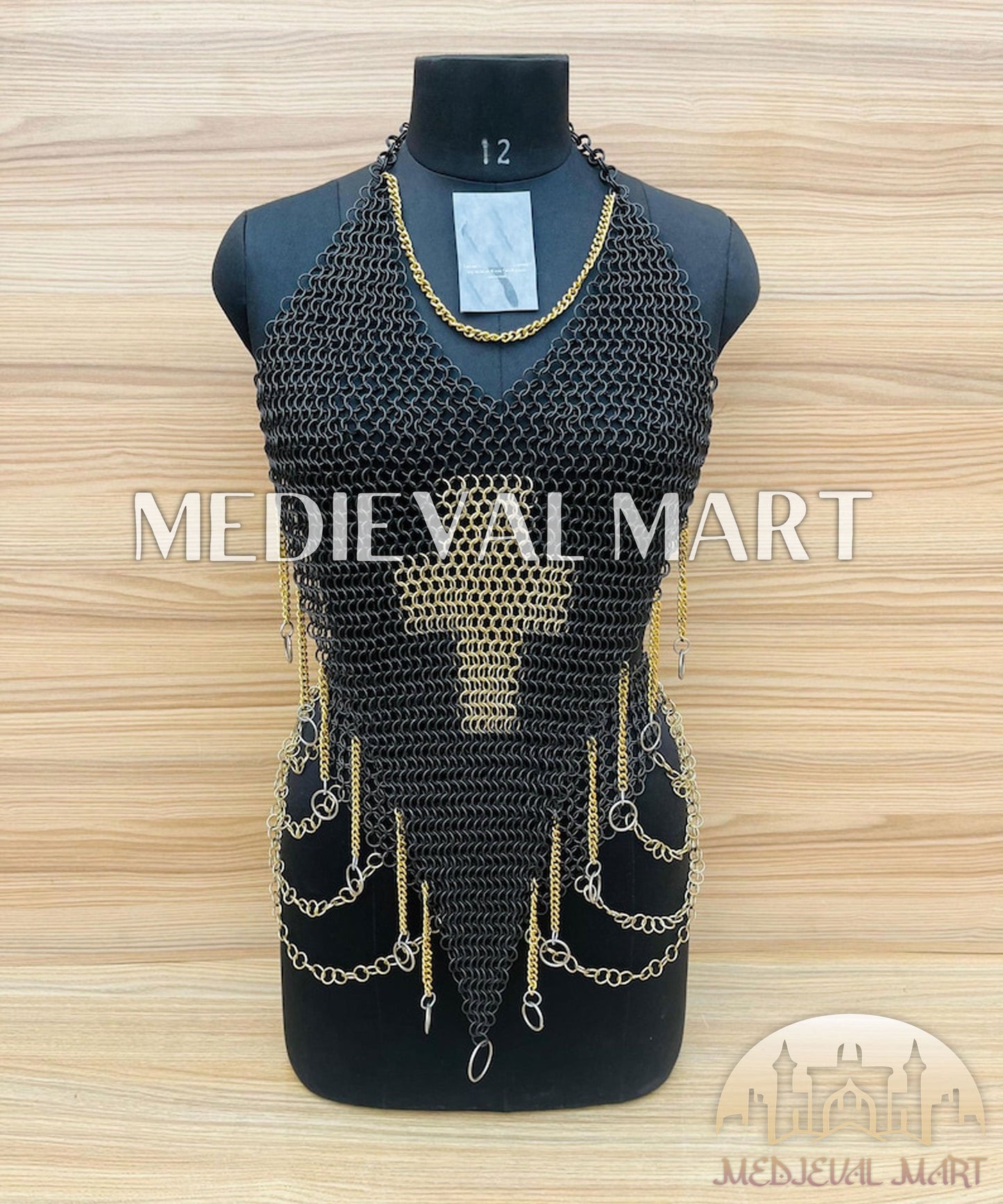 MEDIEVALMART FR Bouclier Viking Iconique Valhalla Noir/Gris – Ivar le Désossé avec Pointes en Fer | Cadeau pour Papa