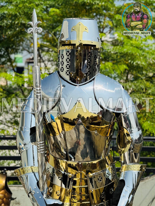 MEDIEVALMART FR Armure Médiévale de l’Empire Romain Kastenbrust – Armure Complète en Plaques avec Épée Alexander (ROA 1332)