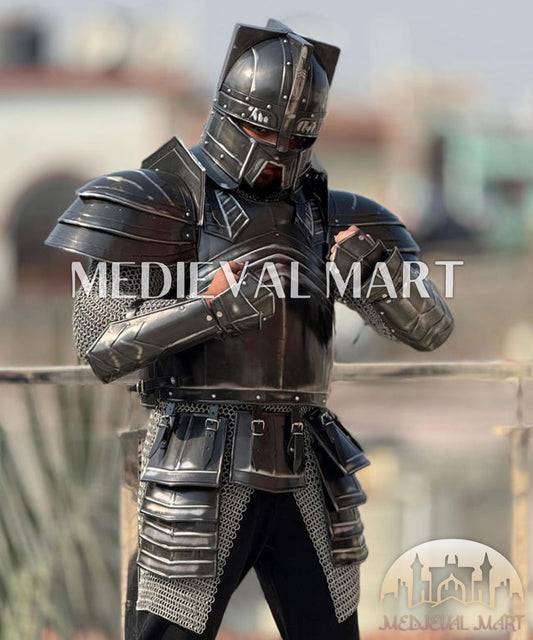 MEDIEVALMART FR Armure Médiévale de l’Empire Romain Kastenbrust – Armure Complète en Plaques avec Épée Alexander (ROA 1332)