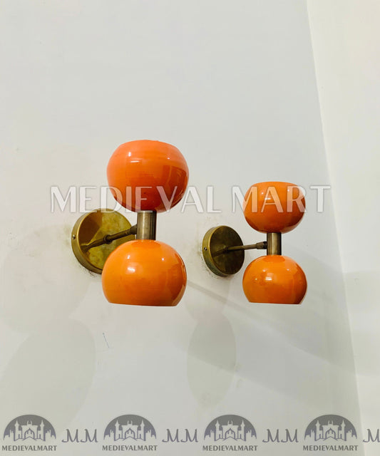 MEDIEVALMART FR Applique Murale À Double Cône En Laiton Marron, Lampe De Coiffeuse Fabriquée À La Main