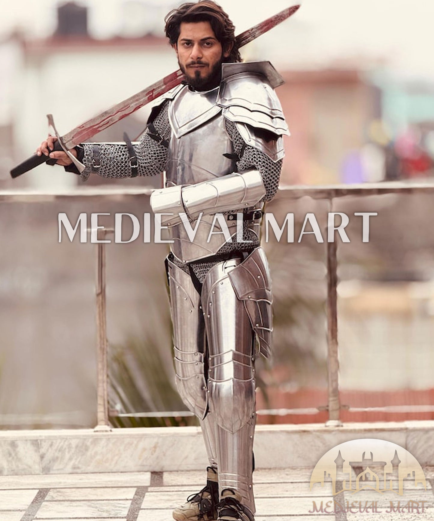 MEDIEVALMART FR Armure Médiévale de l’Empire Romain Kastenbrust – Armure Complète en Plaques avec Épée Alexander (ROA 1332)