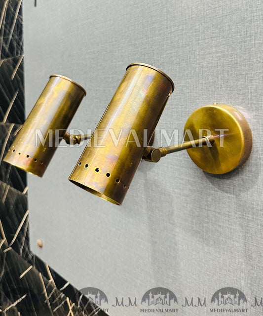 MEDIEVALMART FR Applique Murale À Double Cône En Laiton Marron, Lampe De Coiffeuse Fabriquée À La Main