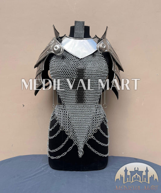 MEDIEVALMART FR Bouclier Viking Iconique Valhalla Noir/Gris – Ivar le Désossé avec Pointes en Fer | Cadeau pour Papa