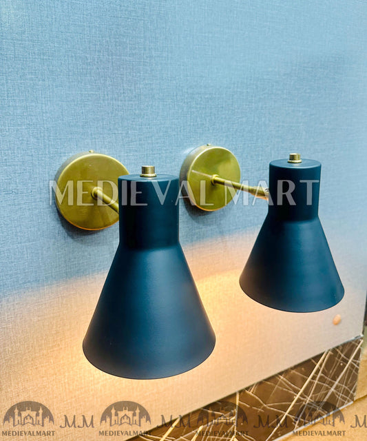 MEDIEVALMART FR Applique Murale À Double Cône En Laiton Marron, Lampe De Coiffeuse Fabriquée À La Main