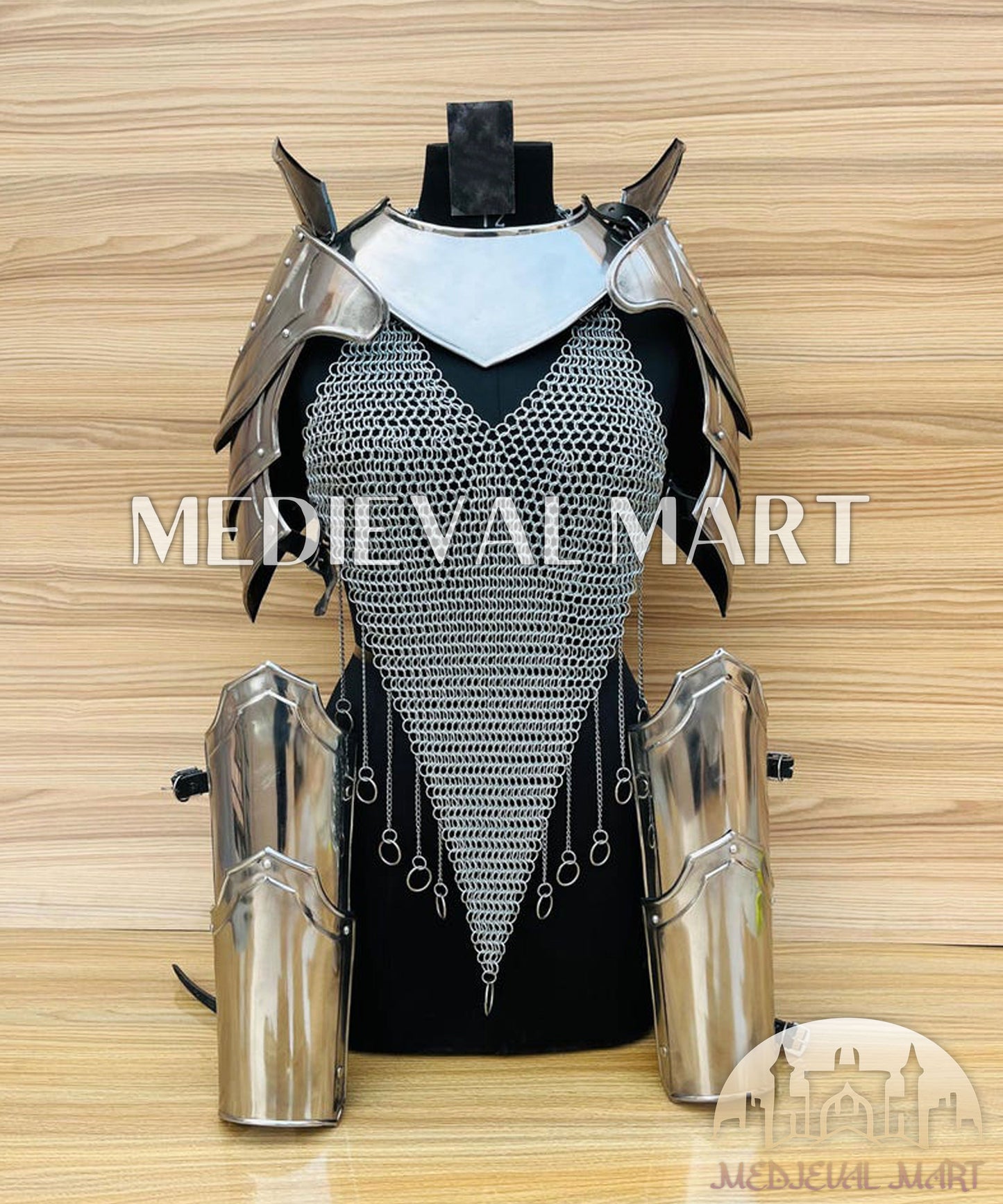 MEDIEVALMART FR Bouclier Viking Iconique Valhalla Noir/Gris – Ivar le Désossé avec Pointes en Fer | Cadeau pour Papa