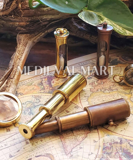 MEDIEVALMART FR Longue-Vue Nautique Antique 50X en Laiton – Télescope Portable de 18" pour Décoration Nautique