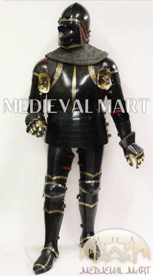 MEDIEVALMART FR Armure de Combat du XIVe Siècle – Ensemble Complet d’Armure de Buhurt avec Bassinet Klappvisor & Épée
