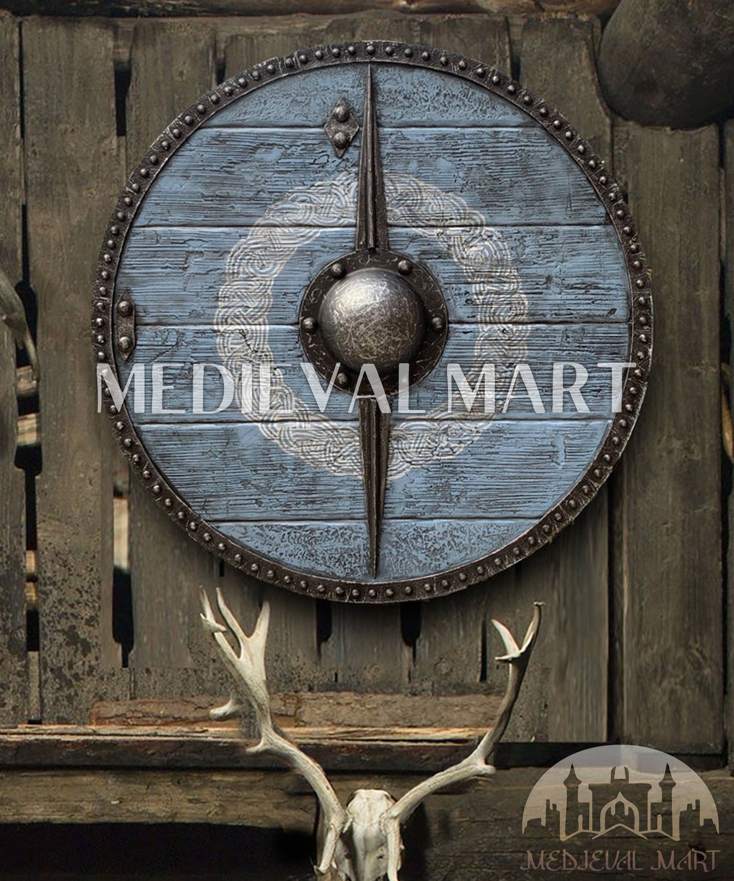 MEDIEVALMART FR Bouclier Viking Iconique Jarl Borg à Pointes en Fer – Bouclier Viking Battleworn | Cadeau pour Papa
